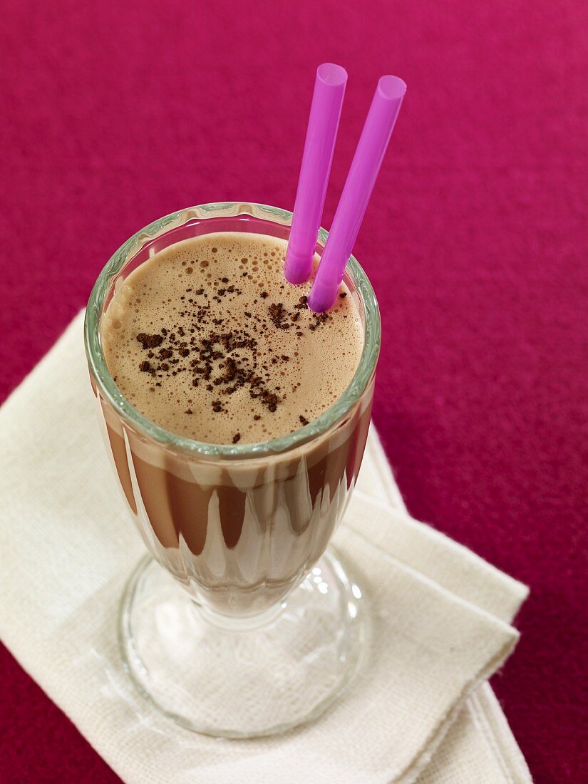 Coffee and chocolate shake with cocoa