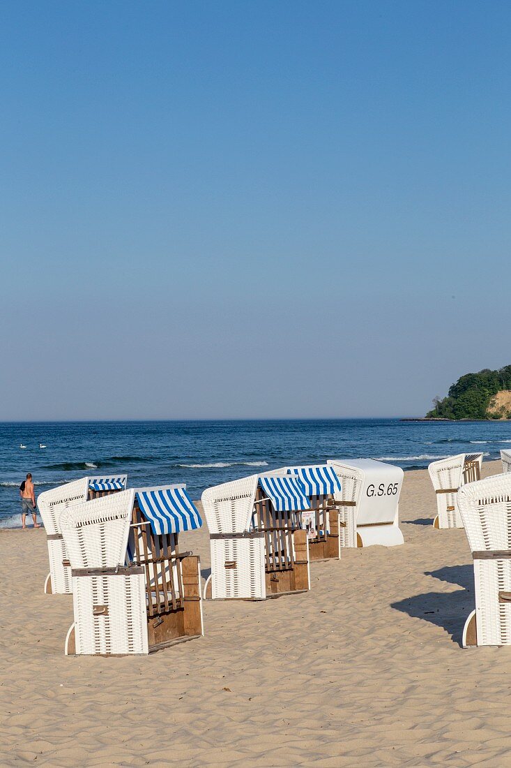 Beach chairs on the beach at Göhren, Mönchgut, Rügen