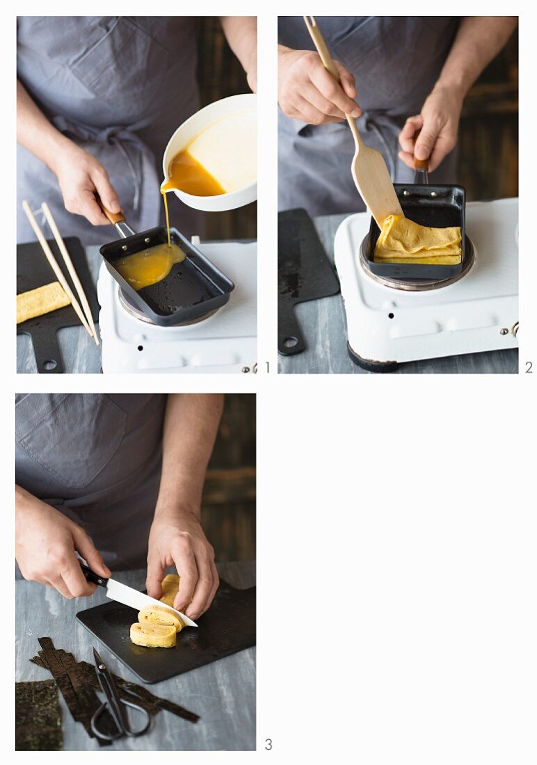 Tamago (japanisches Omelett für Sushi) zubereiten