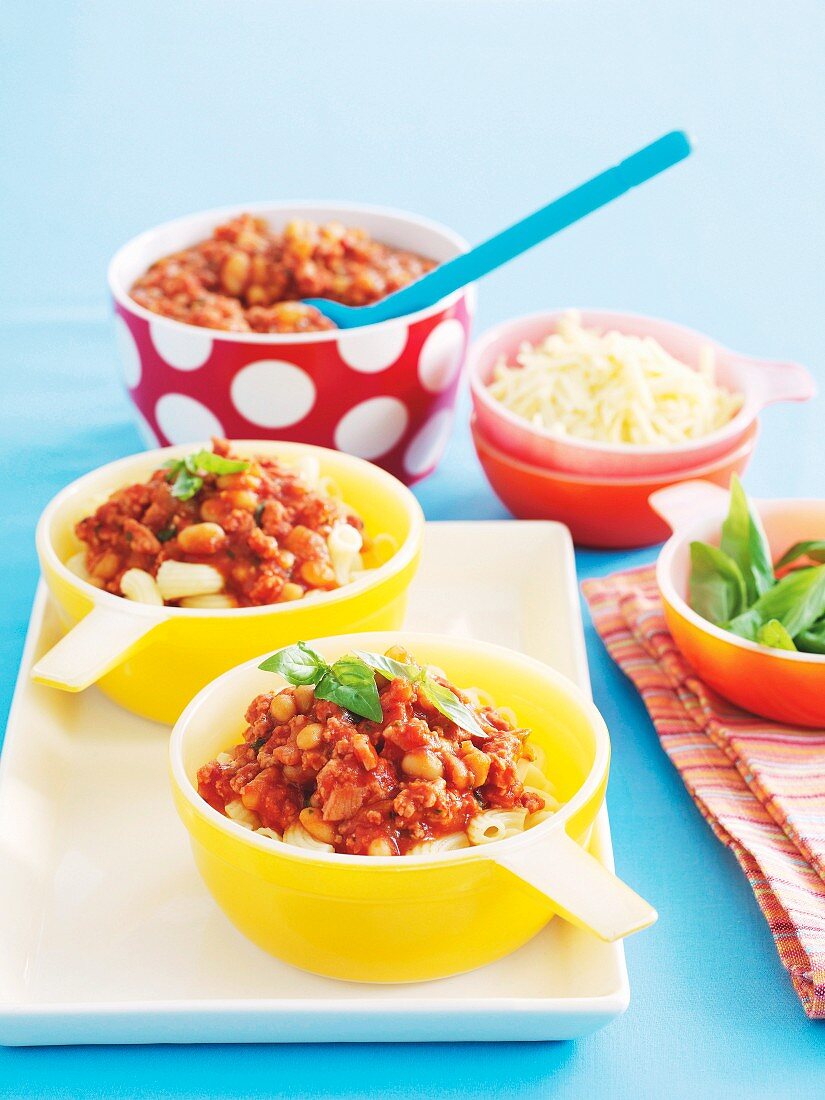 Pasta with bean bolognese