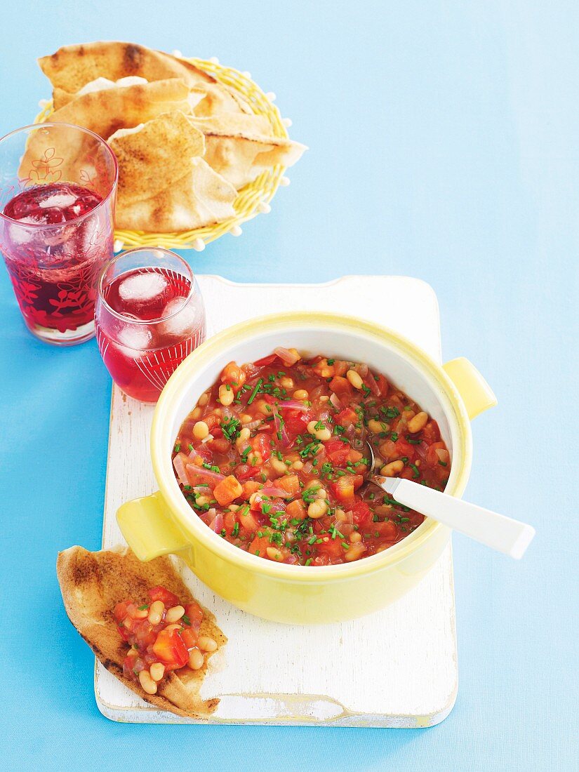 Beans with tomato salsa