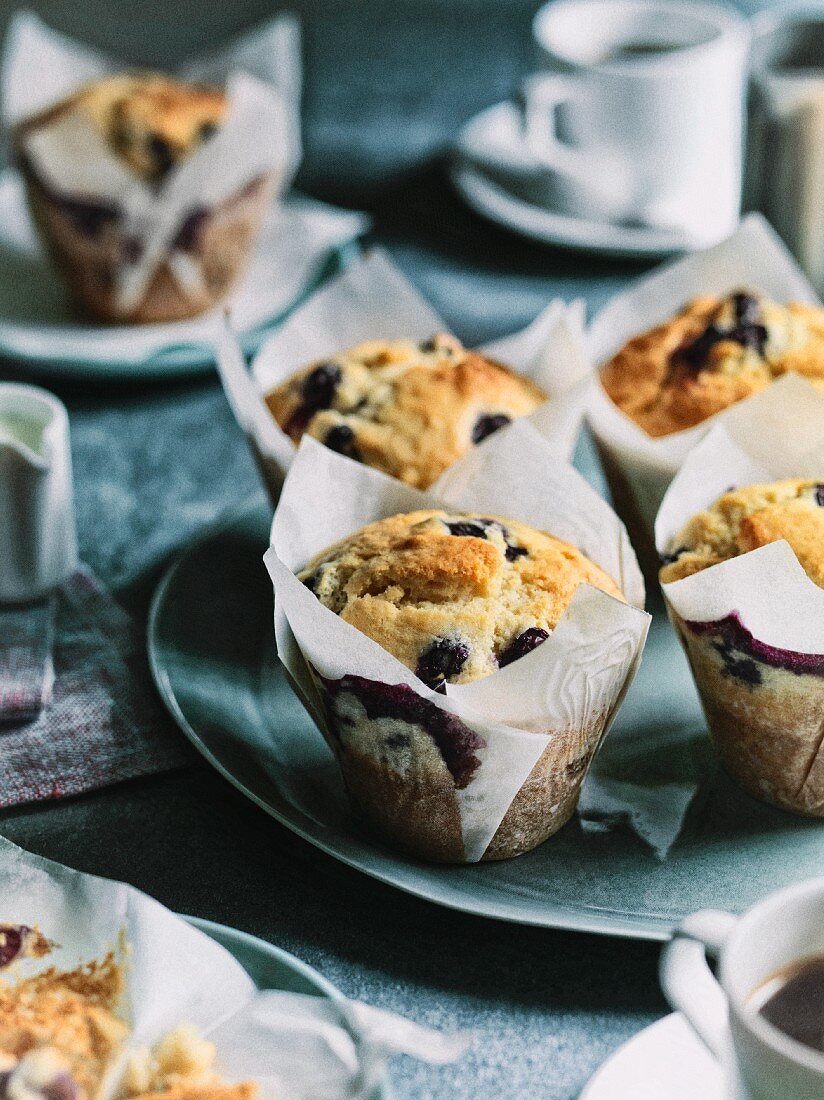 Blueberry and lemon muffins with olive oil