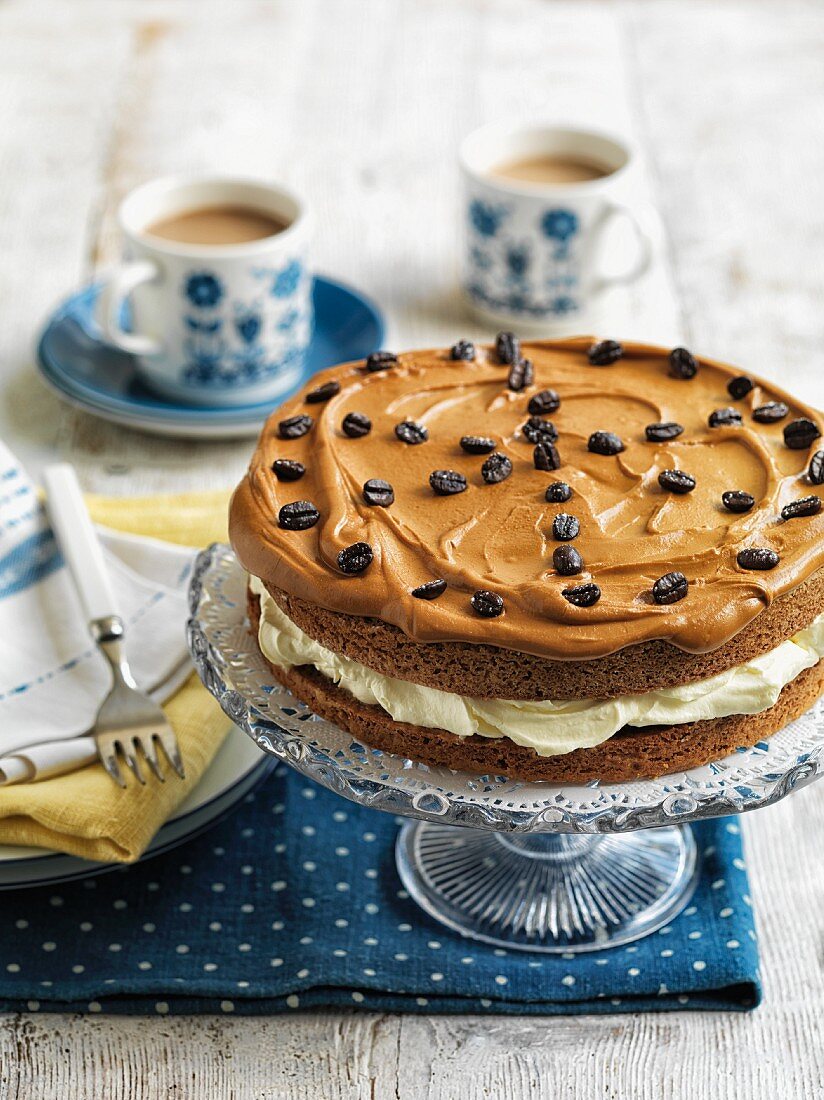 Coffee cake with mocha beans