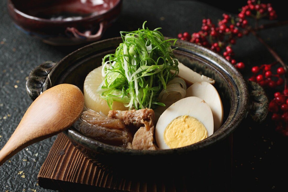 Oden Suppe Japan Mit Gekochtem Ei Und Bilder Kaufen Stockfood