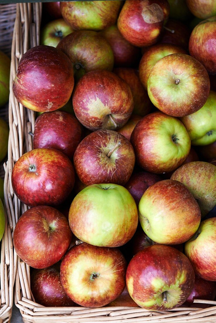 Organic apples in a basket