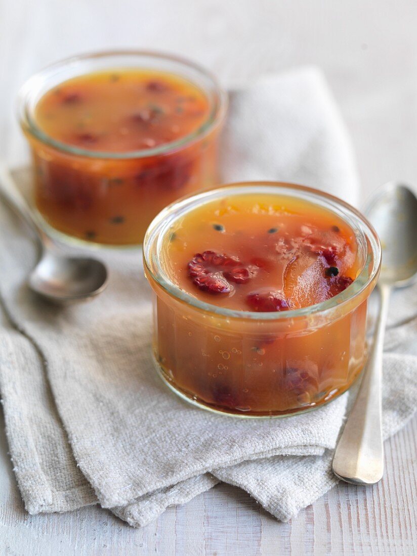 Raspberry and passion fruit jelly