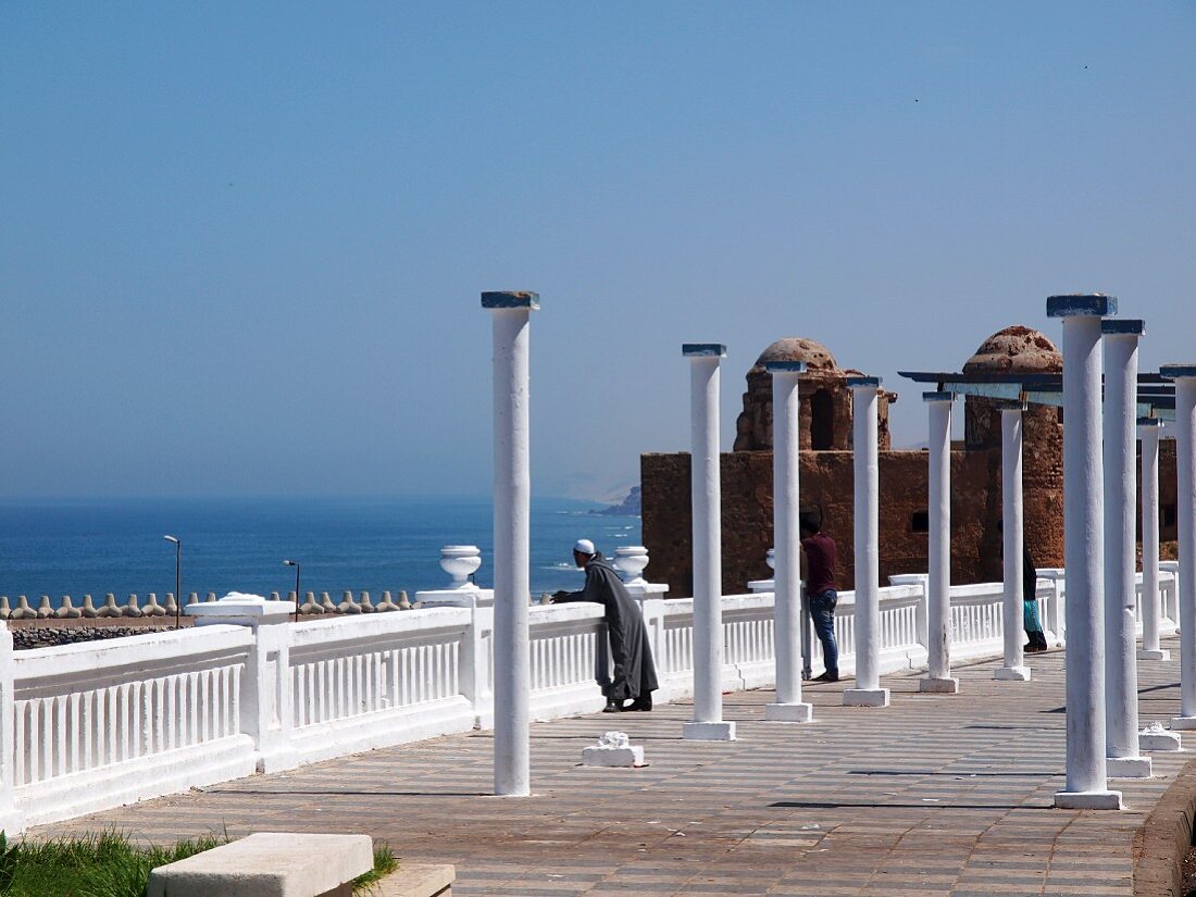 The elegant seafront promenade in Larache, Morocco