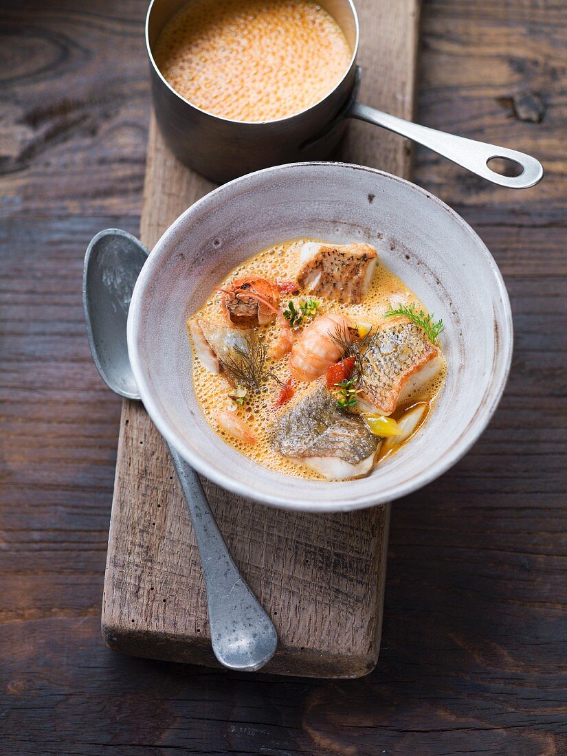 Bourride (provençale fish soup) with crayfish