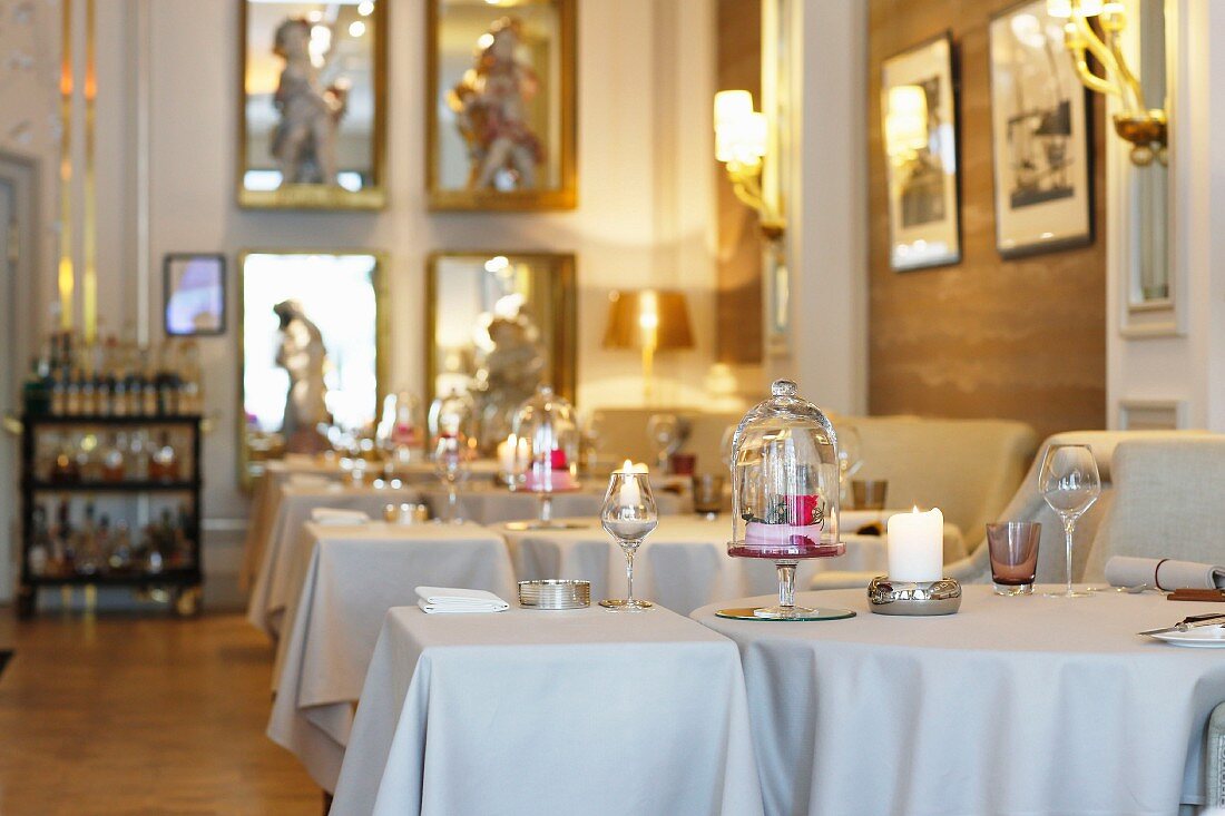 An interior view of the Haerlin restaurant in the Fairmont Hotel Vier Jahreszeiten, Hamburg