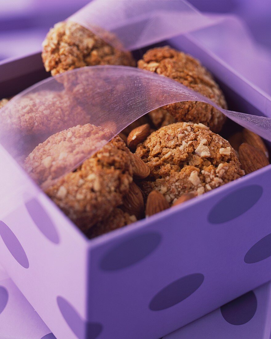 Almond biscuits in a gift box