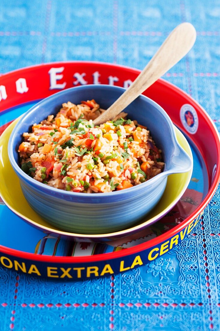 Mexican tomato rice with peas and cumin