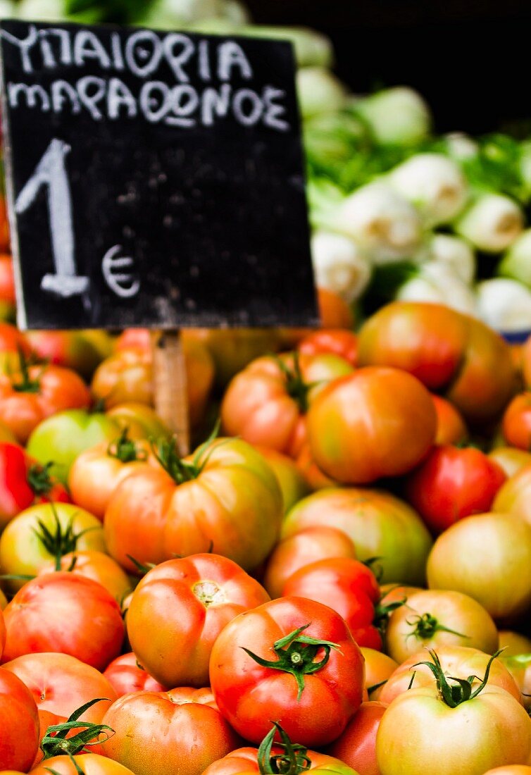 Tomatoes at a market