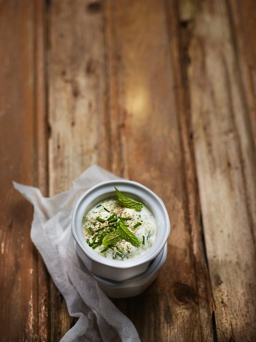 Tzatziki with pepper and fresh herbs