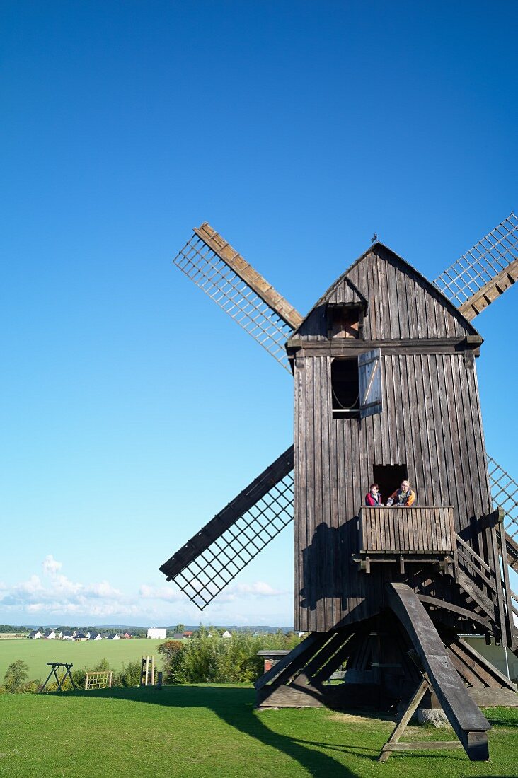The post windmill of Pudagla on the Lieper Winkel peninsula of Usedom