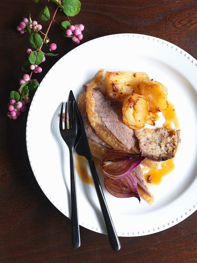 Gänsebraten mit Maronenfüllung