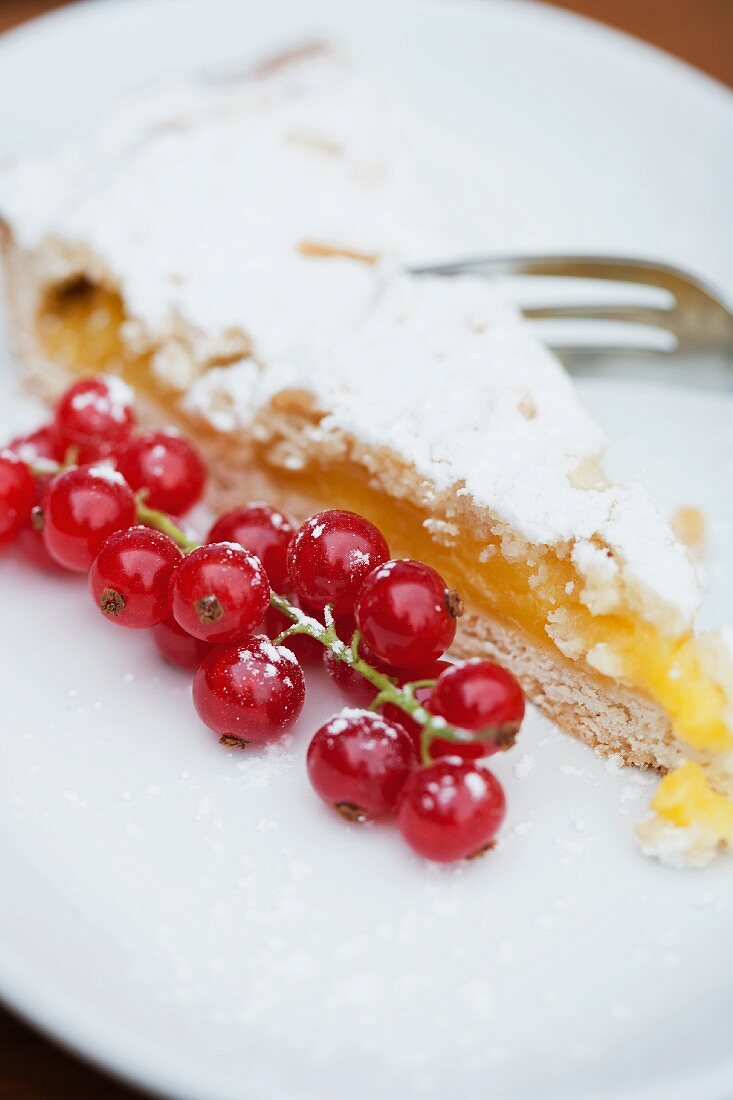 Torta di limone (Italian lemon tart) with redcurrants