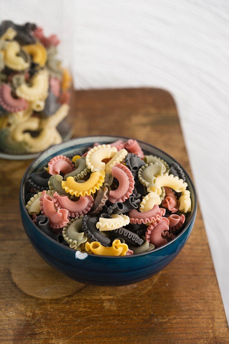 A bowl of colourful pasta