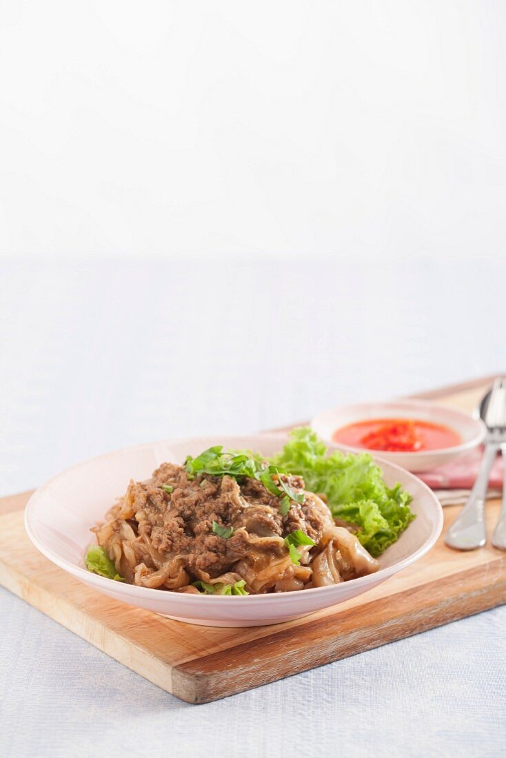 Rice noodles with beef sauce (Thailand)