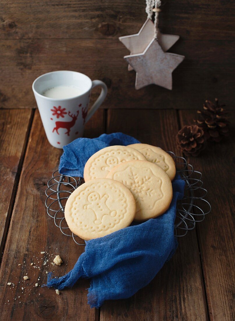 Christmas biscuits and a cup of milk