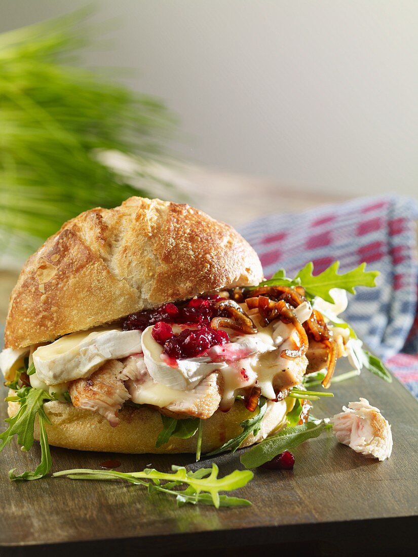 Turkey sandwich with brie and cranberries