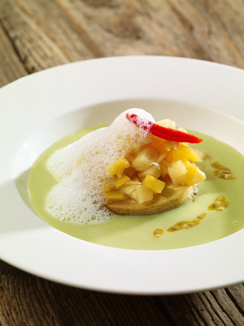 Bay leaf soup with pineapple