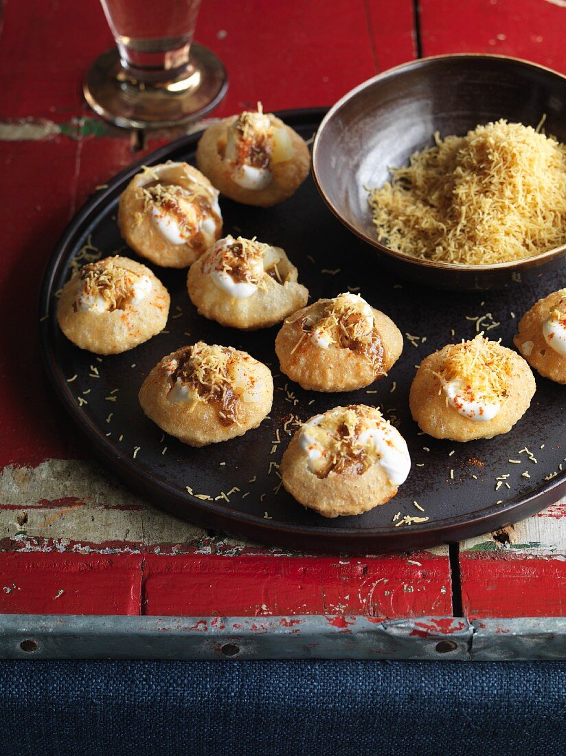 Puchkas (spicy stuffed dumplings, India)