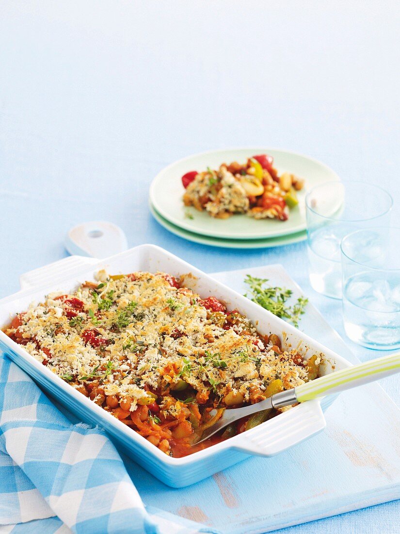 Bean and tomato gratin