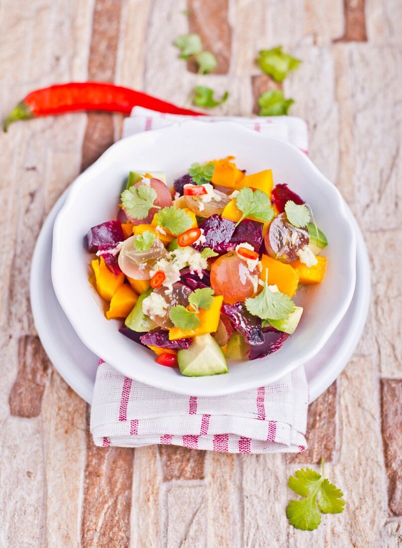 Vegetable salad with pumpkin and coriander