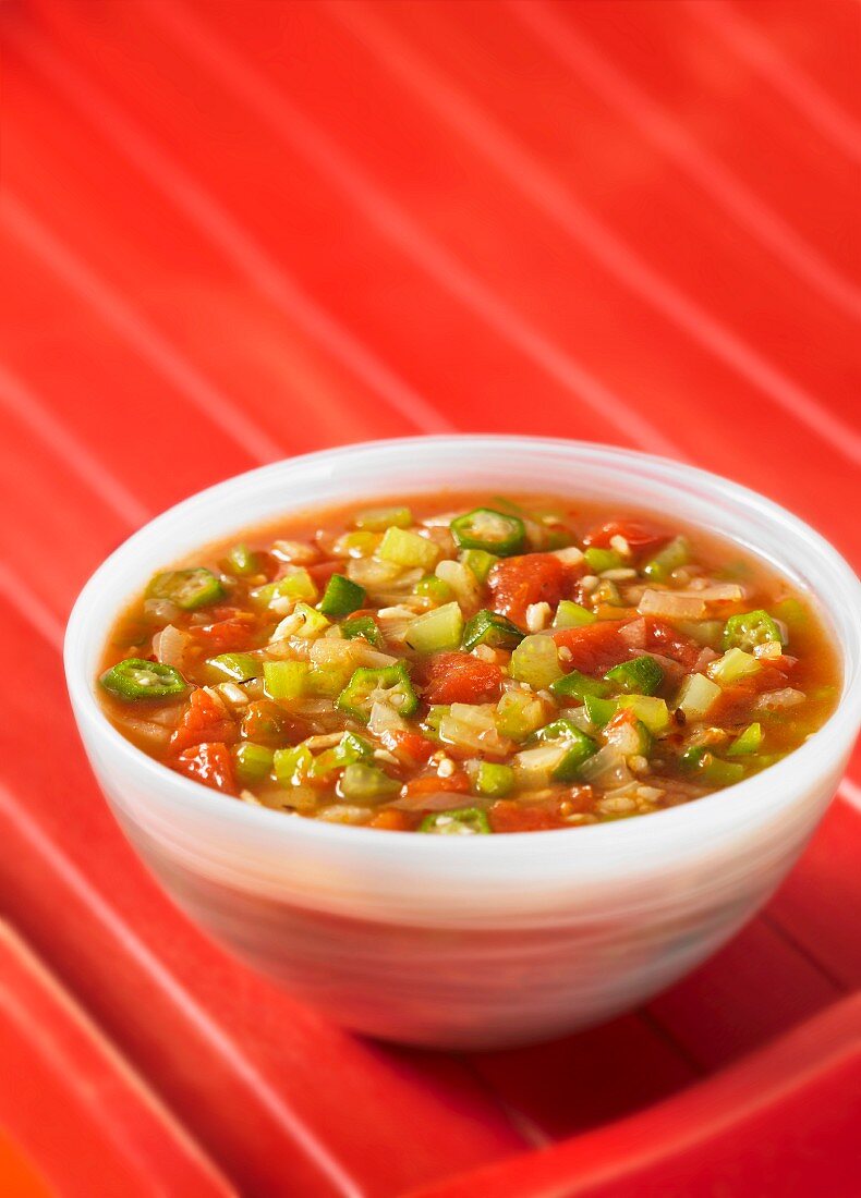 A bowl of vegetable gumbo