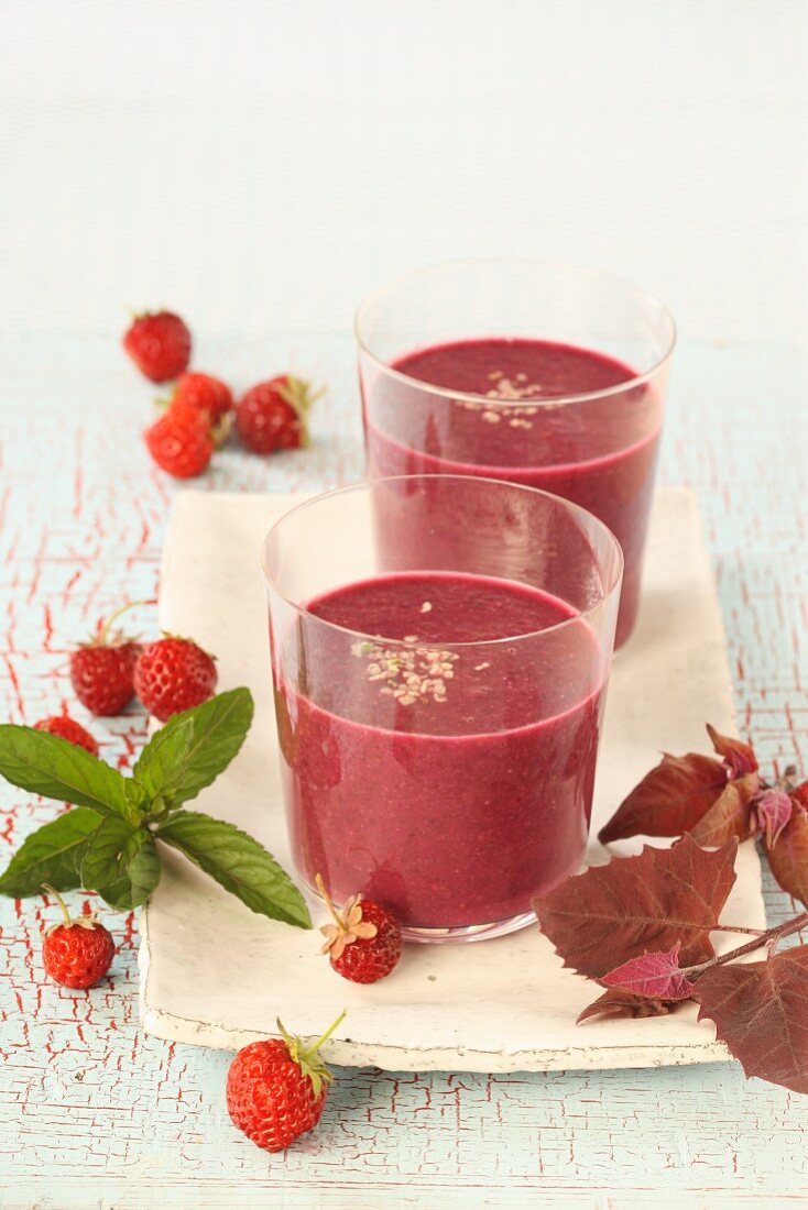 A strawberry smoothie with red orach