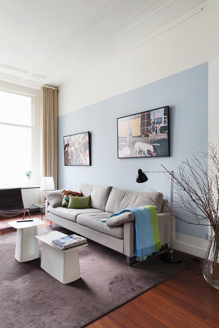 Traditional living room in pastel shades