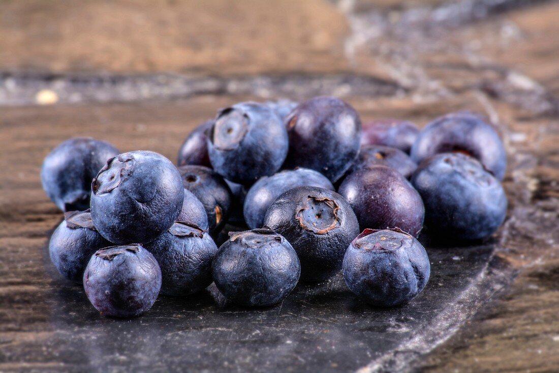 Blueberries on a stone platter