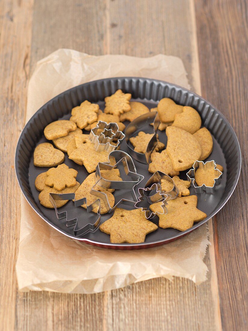 Gingerbread biscuits with cutters