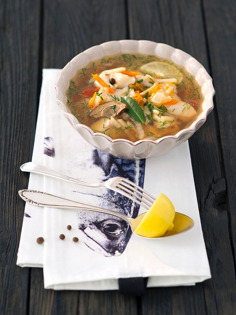 Cod and vegetable soup