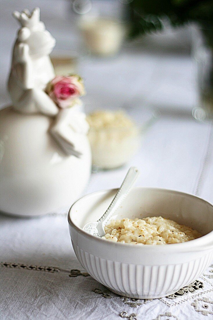 A bowl of rice pudding