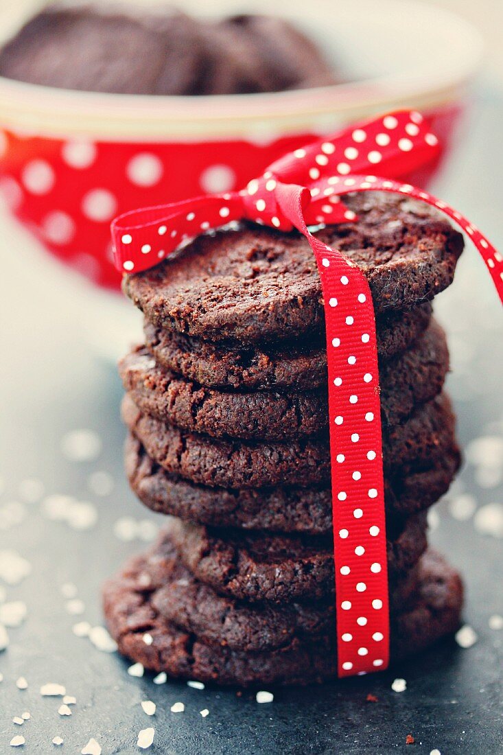 Chocolate biscuits with fleur de sel