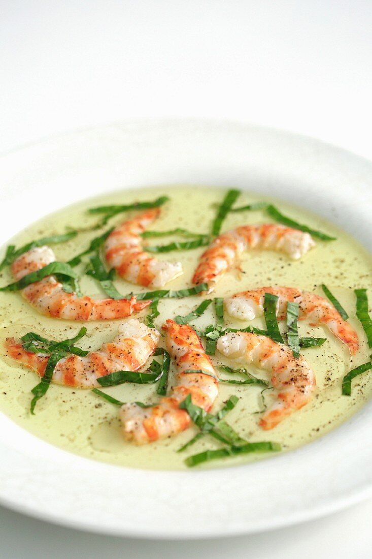 Prawns in an olive oil and lemon juice sauce