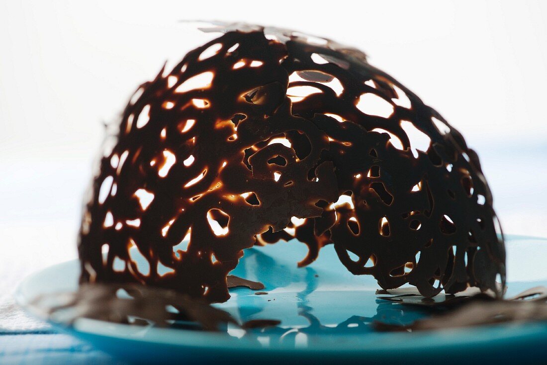 A broken chocolate dome