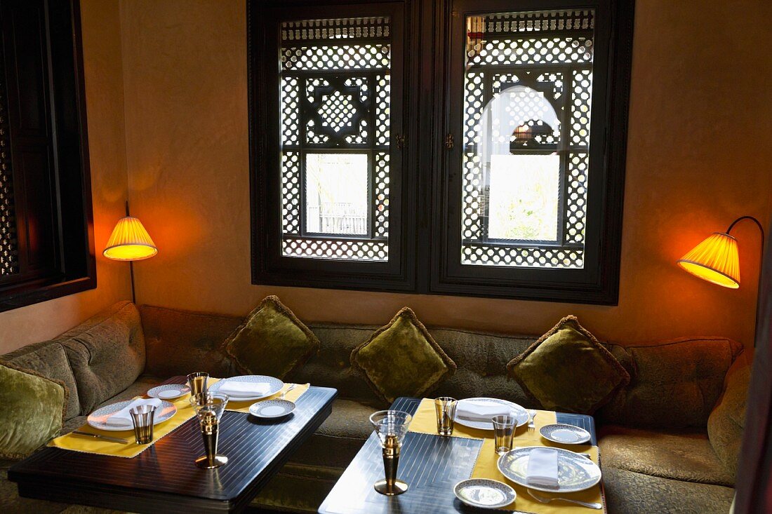 The restaurant in the Hotel La Mamounia in Marrakesh