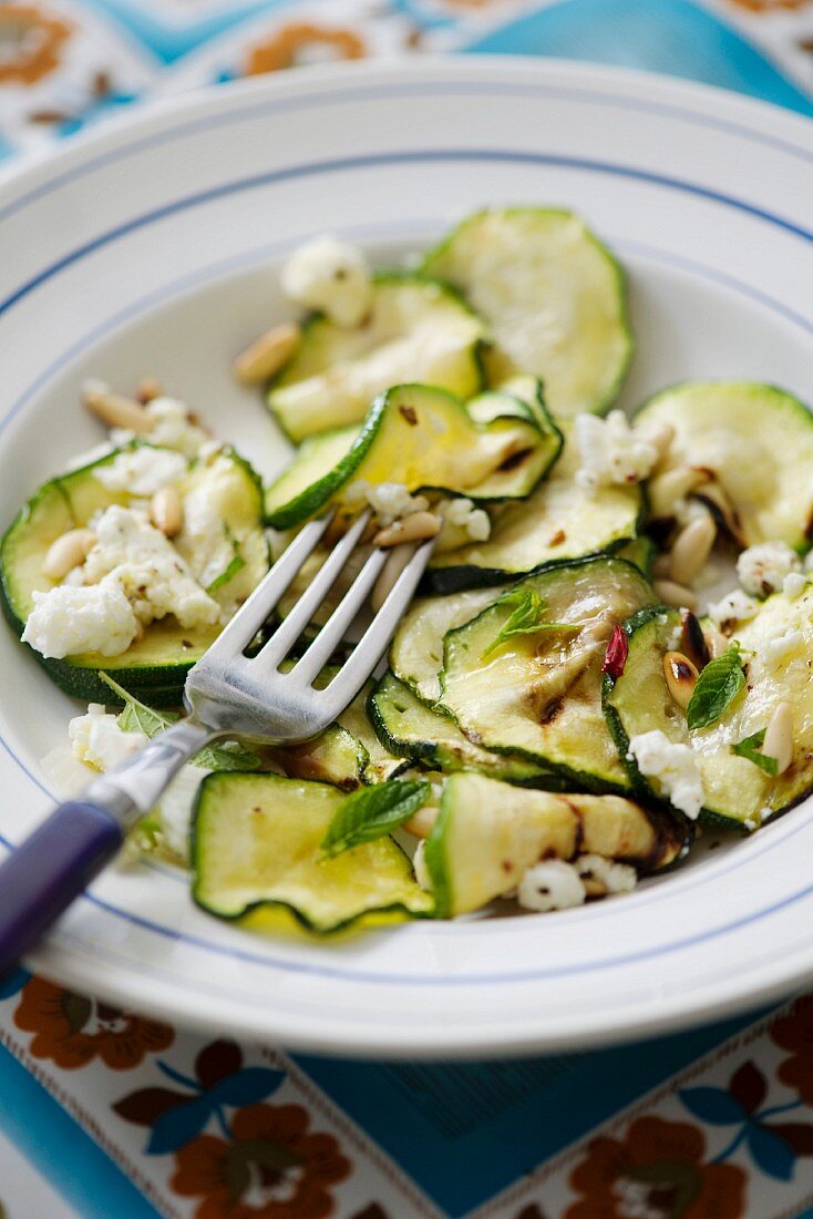 Grilled courgette with sheep's cheese