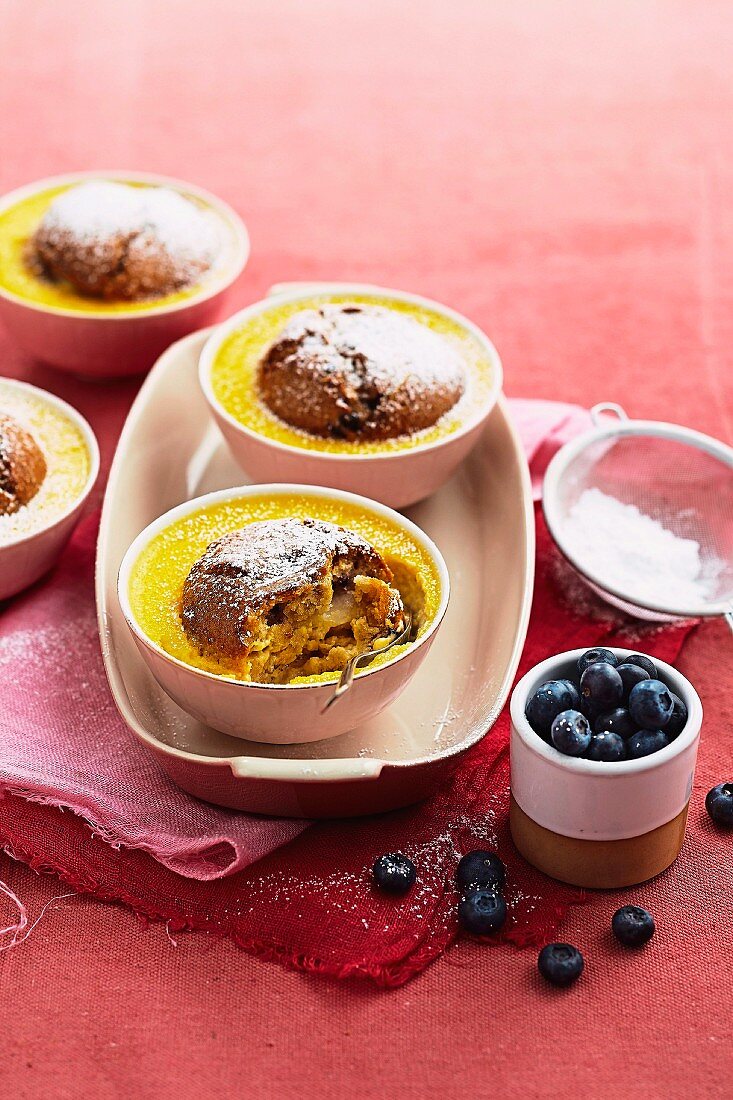 Pear & Blueberry muffin puddings