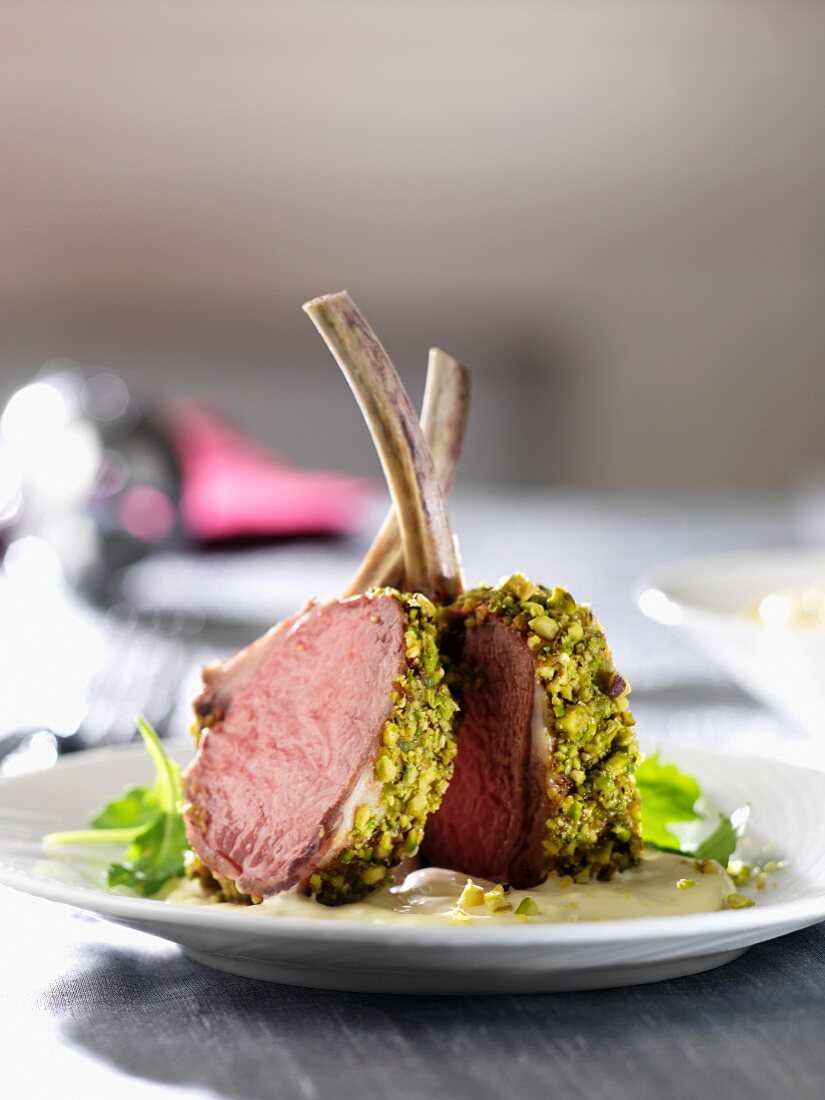 Lamb chops with a pistachio crust