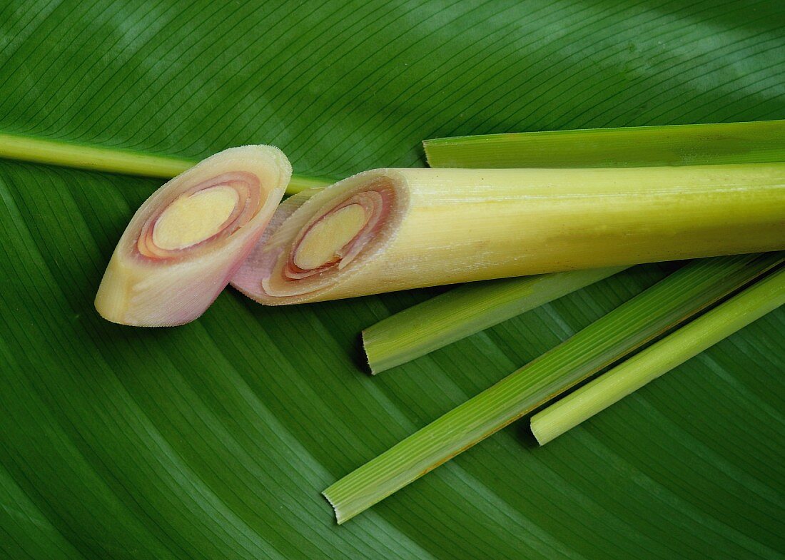 Lemongrass on a banana leaf