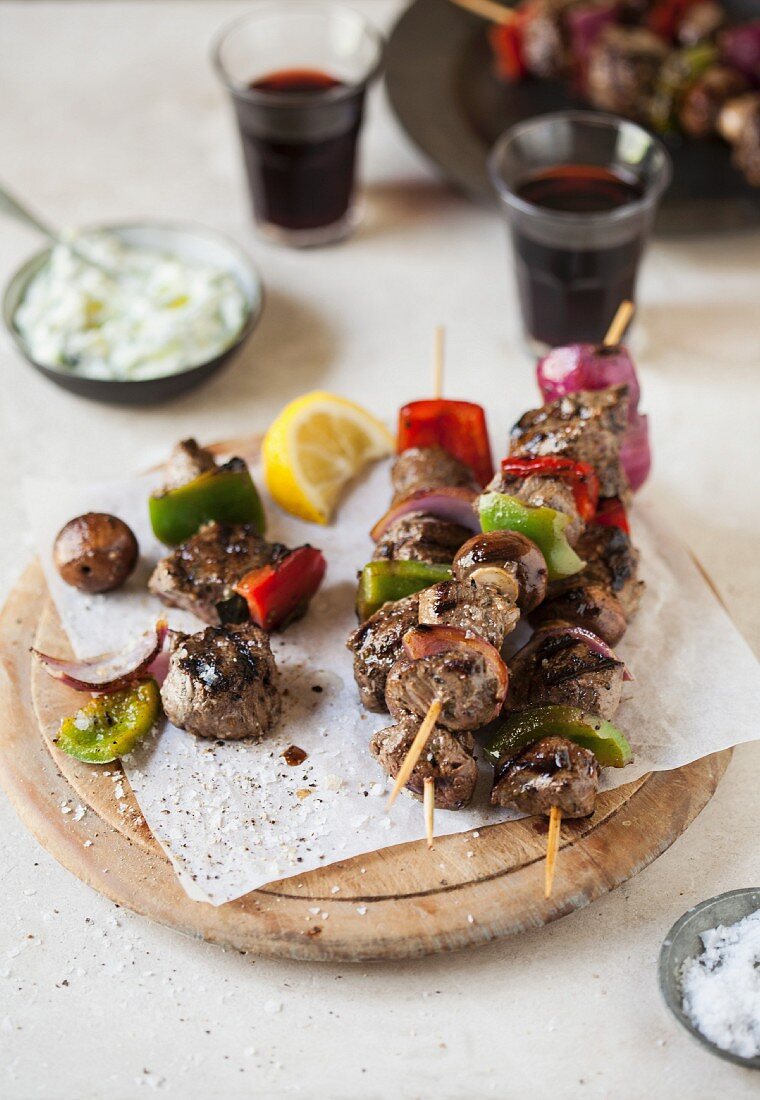 Beef kebabs with peppers