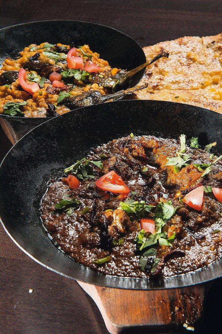 Lamb with spinach and saag gosht (beef and spinach curry, India)