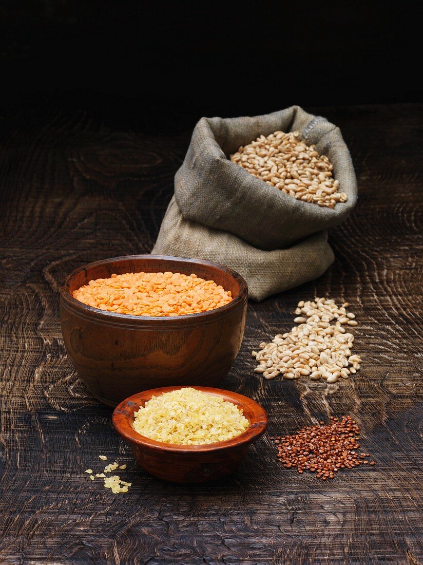 Various types of legumes and cereals