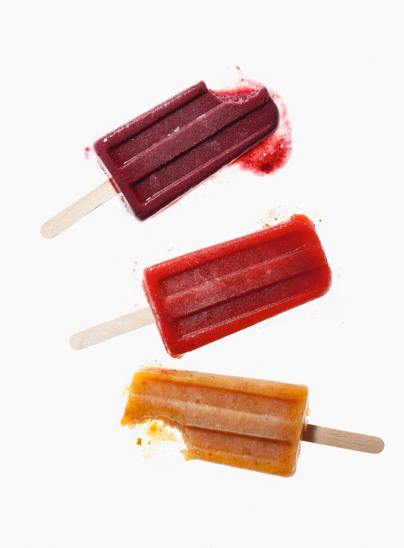 Ice lollies, whole and bitten