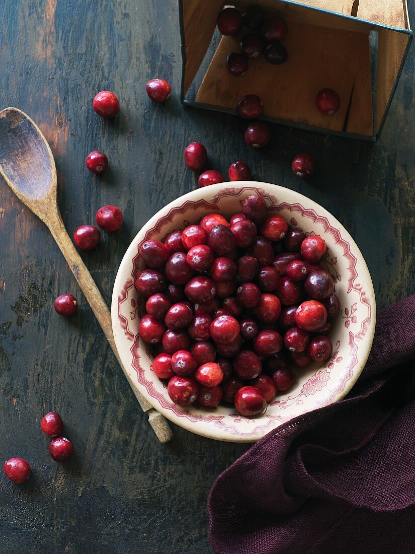 A bowl of cranberries