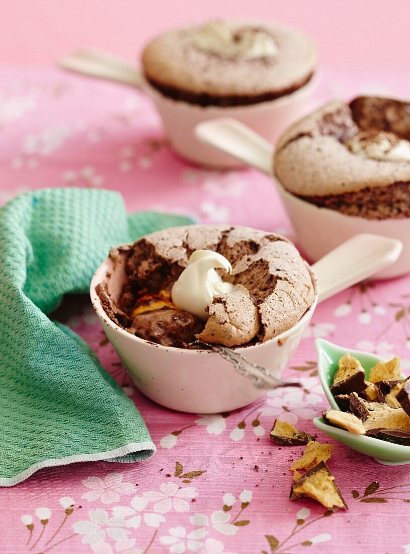Chocolate and honeycomb souffle