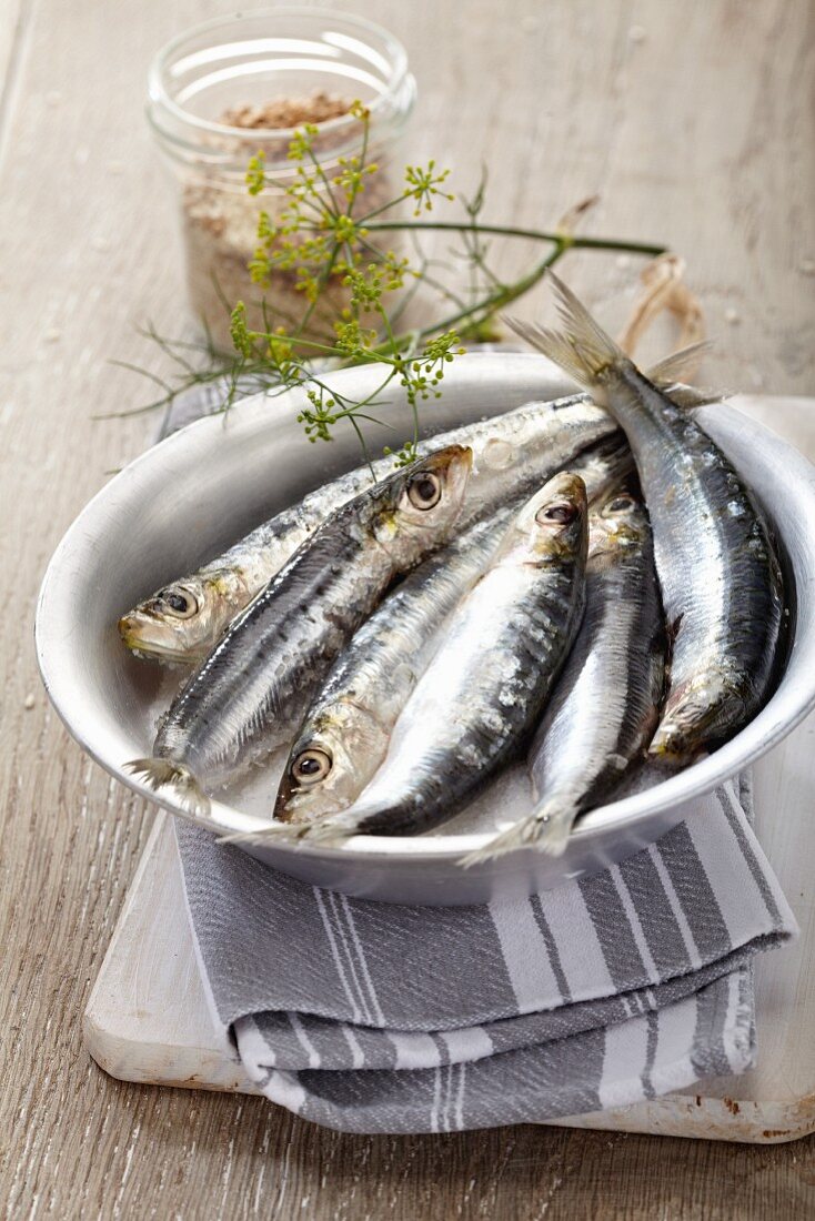 A bowl of fresh sardines